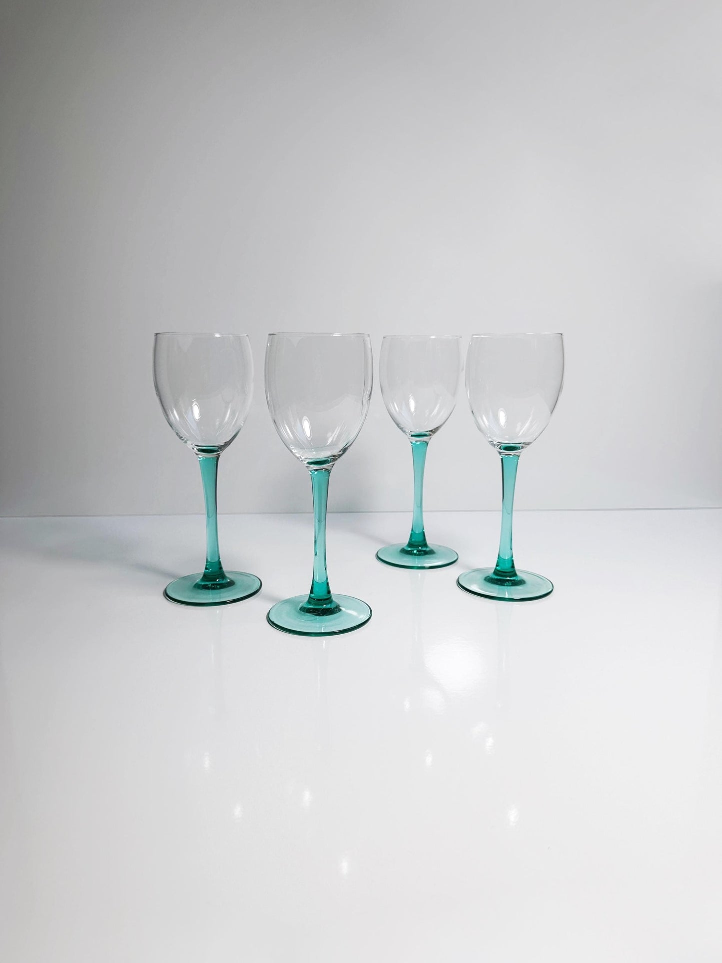 Vintage Weinglas Türkis Grün von Luminarc Set von 4