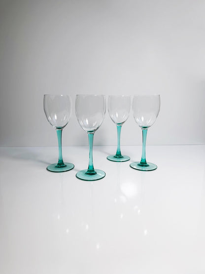 Vintage Weinglas Türkis Grün von Luminarc Set von 4