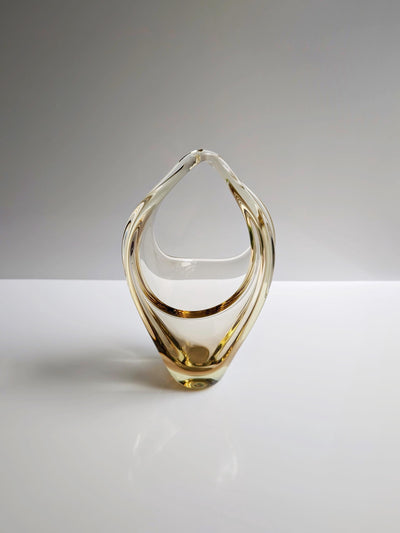 Coupe corbeille en verre citrin vintage de Miroslav Klinger pour Zelezny Brod Sklo