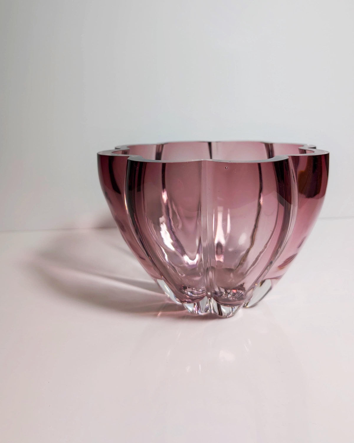 Vintage Kristallglasschale Cranberry Floral, 1980er