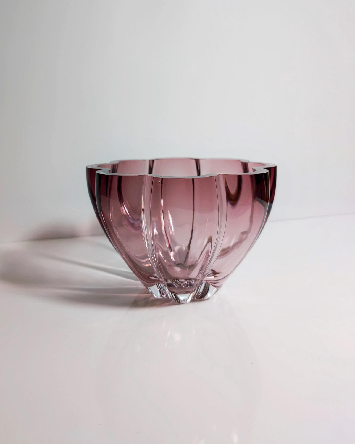 Vintage Kristallglasschale Cranberry Floral, 1980er