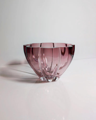 Vintage Kristallglasschale Cranberry Floral, 1980er