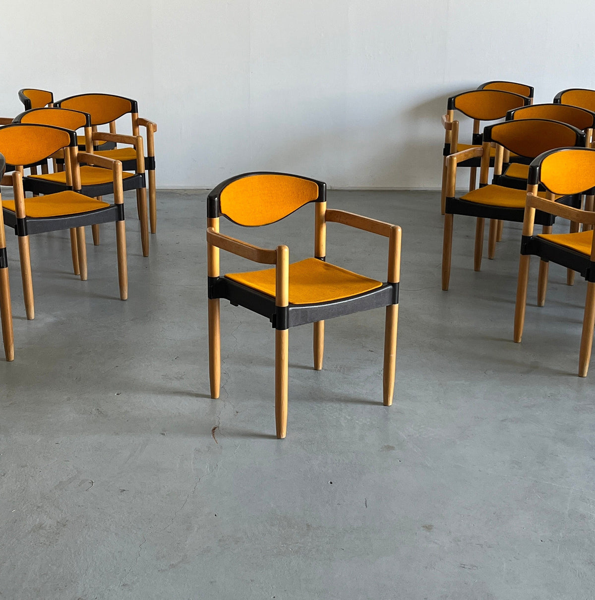 Vintage Armstuhl "Strax" von Hartmut Lohmeyer für Casala Orange Stoff 1980er