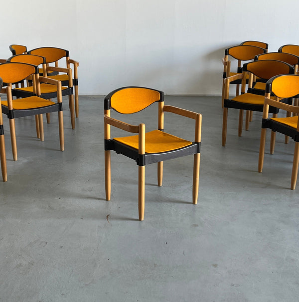 Vintage Armstuhl "Strax" von Hartmut Lohmeyer für Casala Orange Stoff 1980er