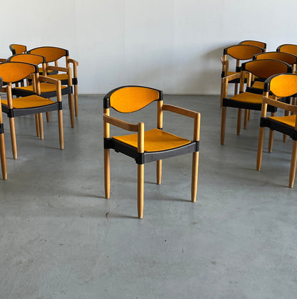 Vintage Armstuhl "Strax" von Hartmut Lohmeyer für Casala Orange Stoff 1980er