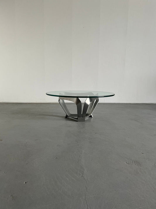 Vintage Couchtisch Aluminium Glas von Knut Hesterberg 1970er Deutschland