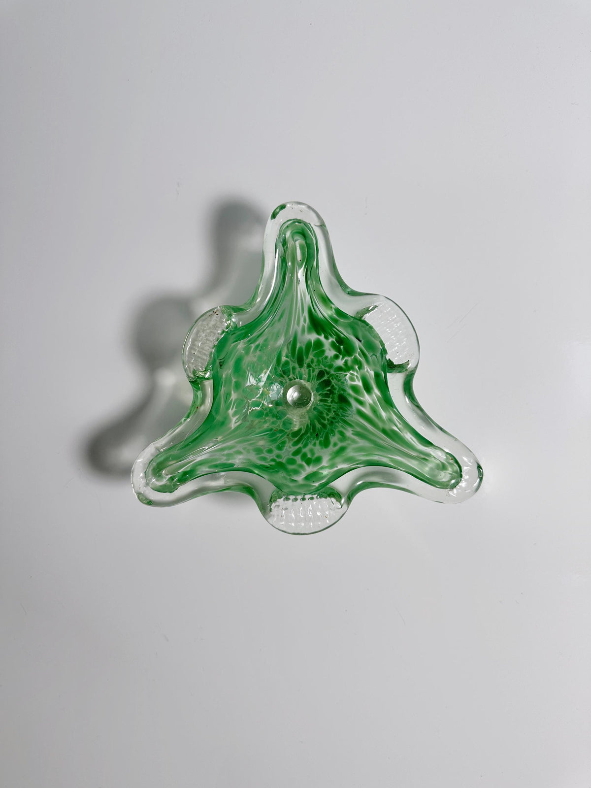 Vintage Murano Aschenbecher Pastellgrün Dreieck 70er Jahre