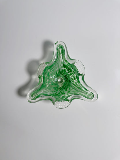 Vintage Murano Aschenbecher Pastellgrün Dreieck 70er Jahre
