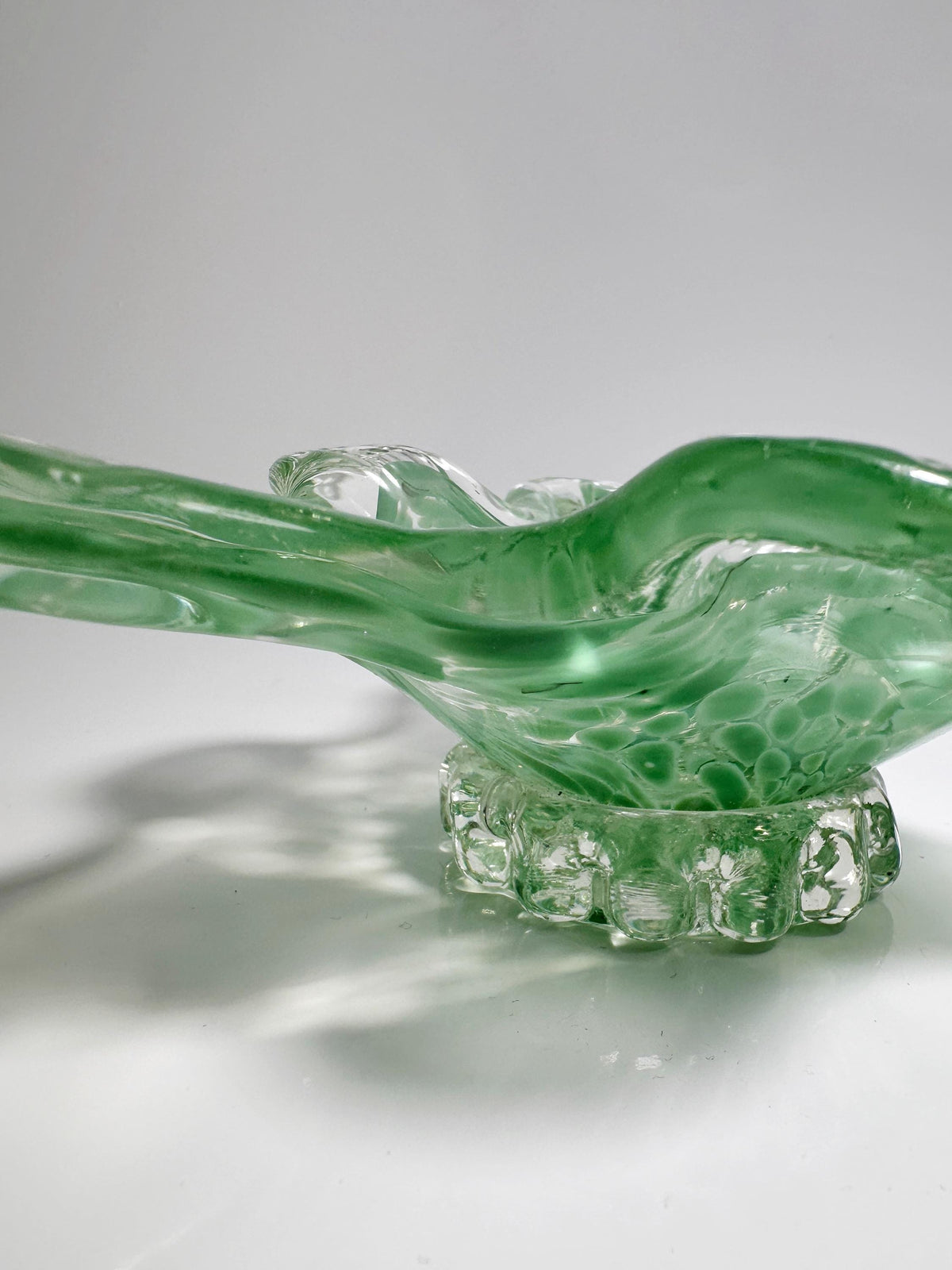 Vintage Murano Aschenbecher Pastellgrün Dreieck 70er Jahre