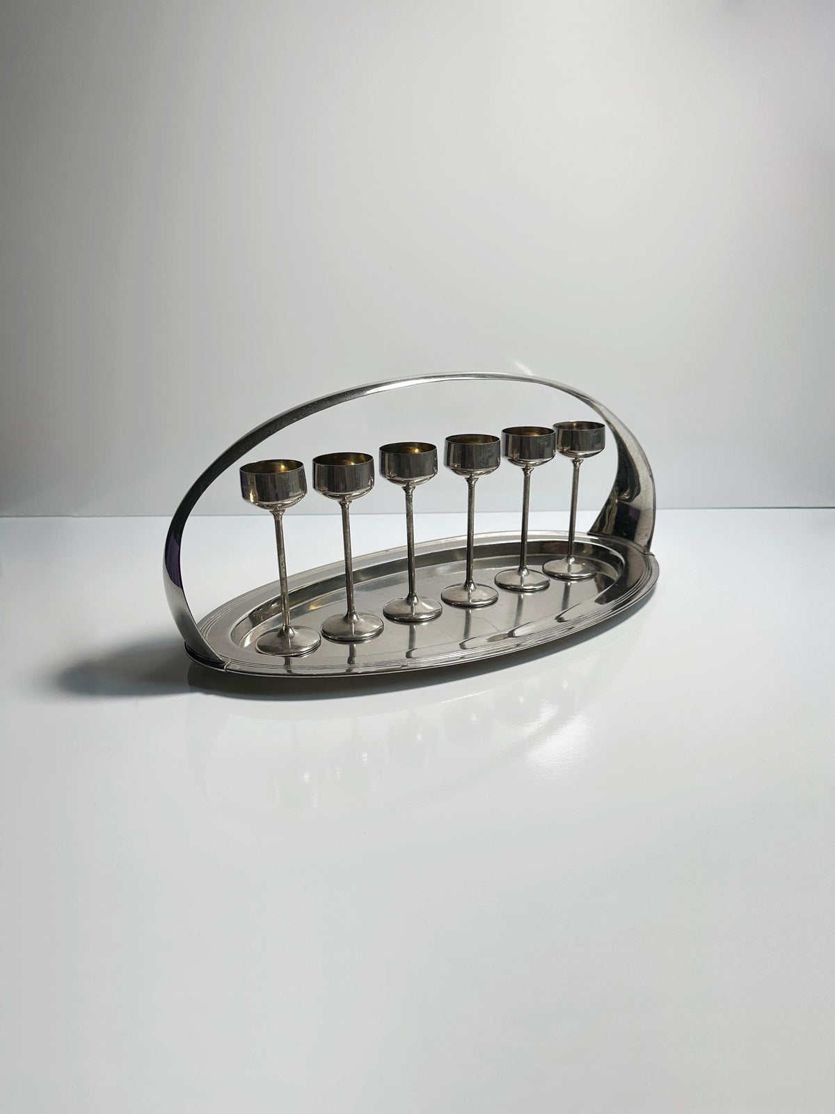 Vintage Jugendstil Likörset, 7-teilig, versilbert, um 1910