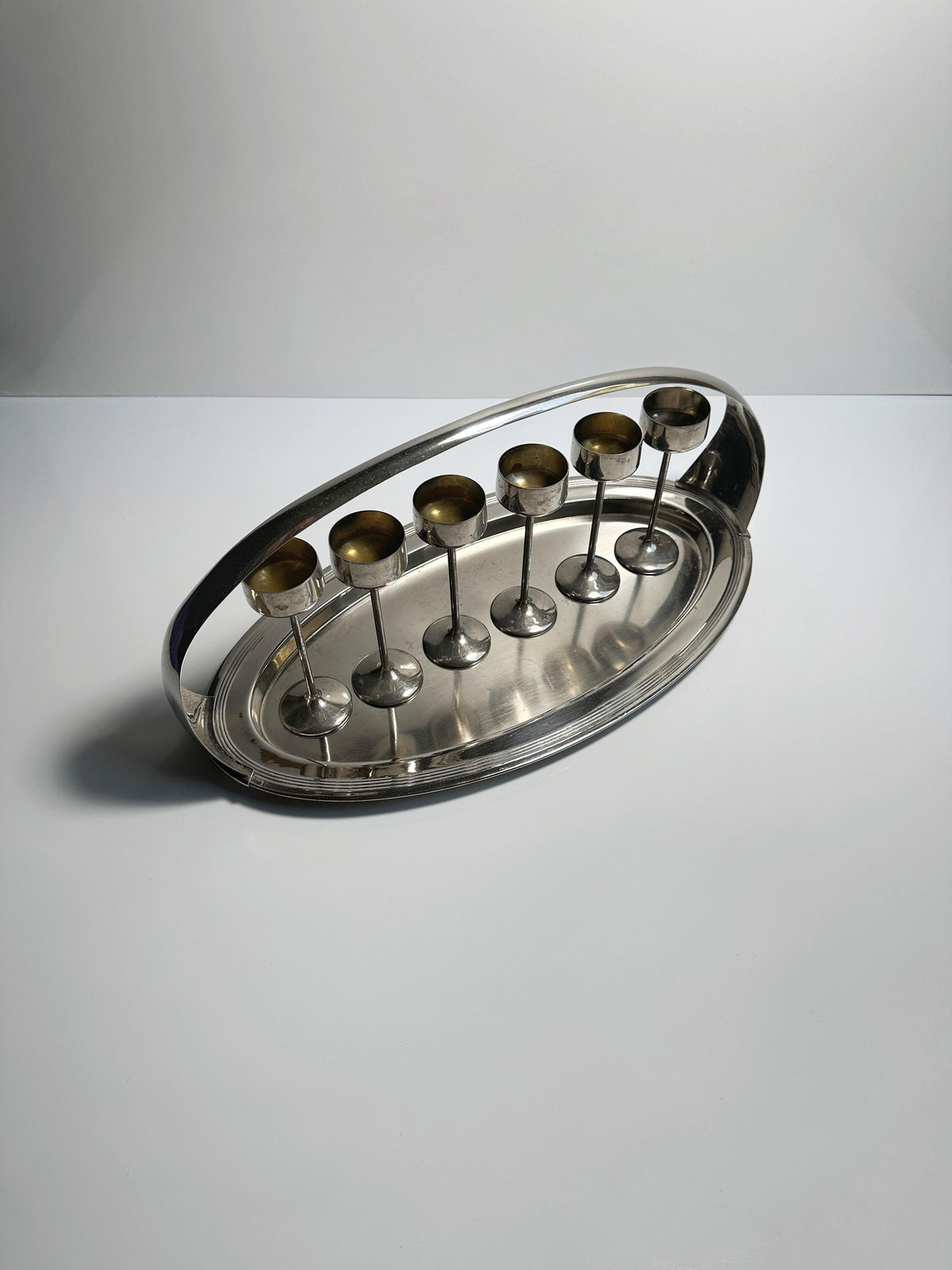 Vintage Jugendstil Likörset, 7-teilig, versilbert, um 1910