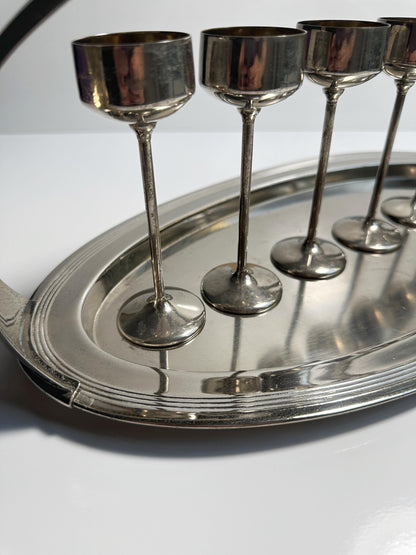 Vintage Jugendstil Likörset, 7-teilig, versilbert, um 1910