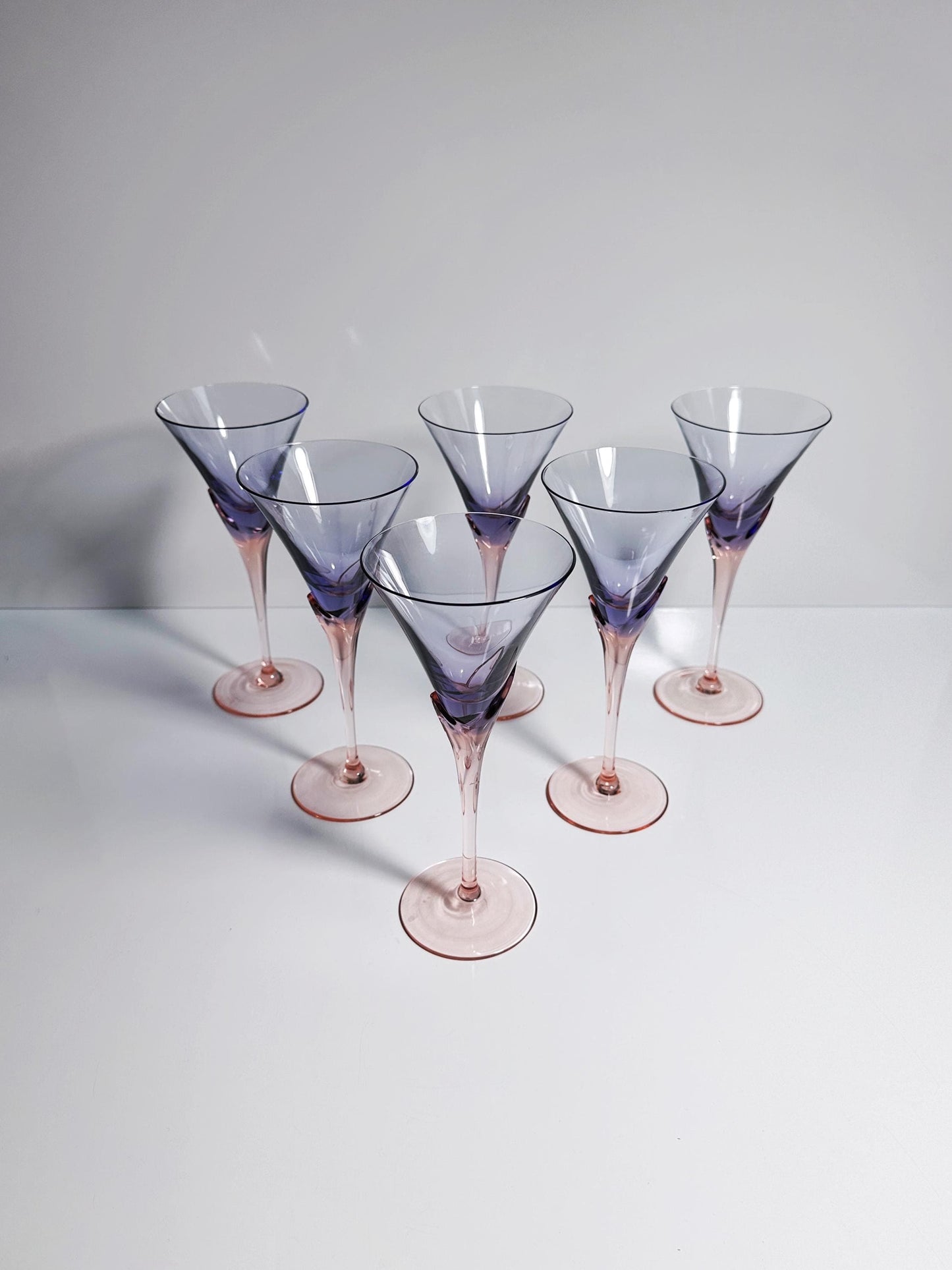 Vintage Glas Vogue von Christinenhütte Violett Rosa Set von 6
