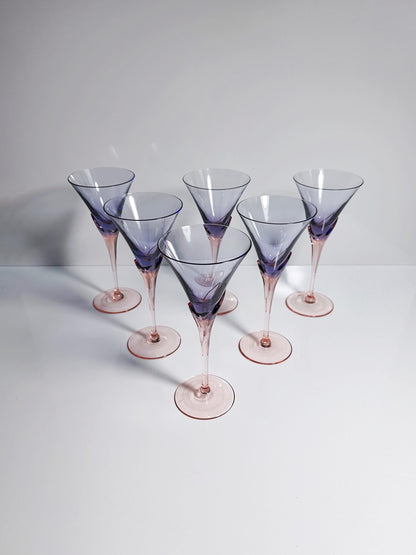 Vintage Glas Vogue von Christinenhütte Violett Rosa Set von 6