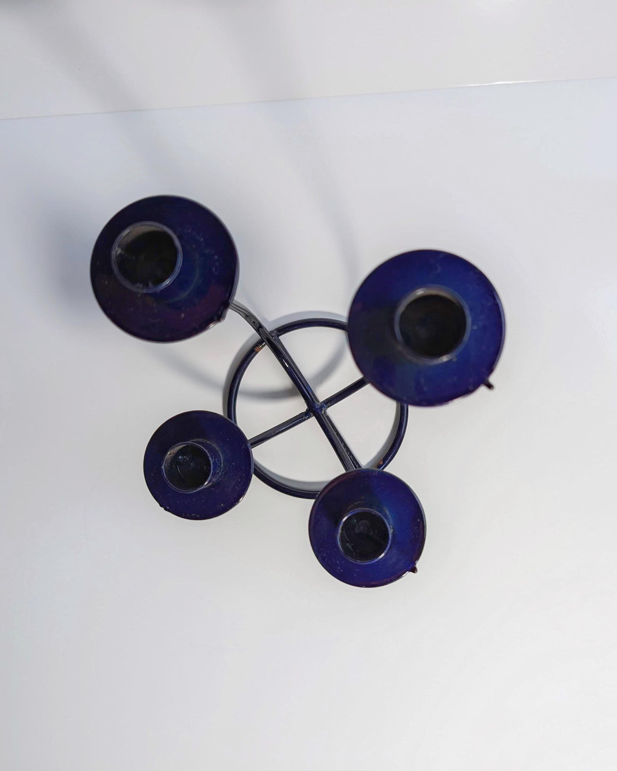 Vintage Kerzenhalter Memphis Milano Ultramarine Blau Metall Set von 4