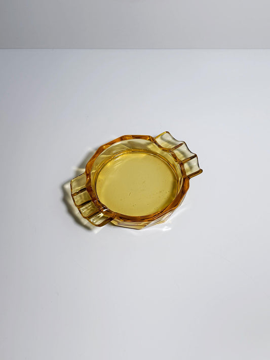 Vintage Aschenbecher von Stölzle Hermanova, Art Deco Bernstein
