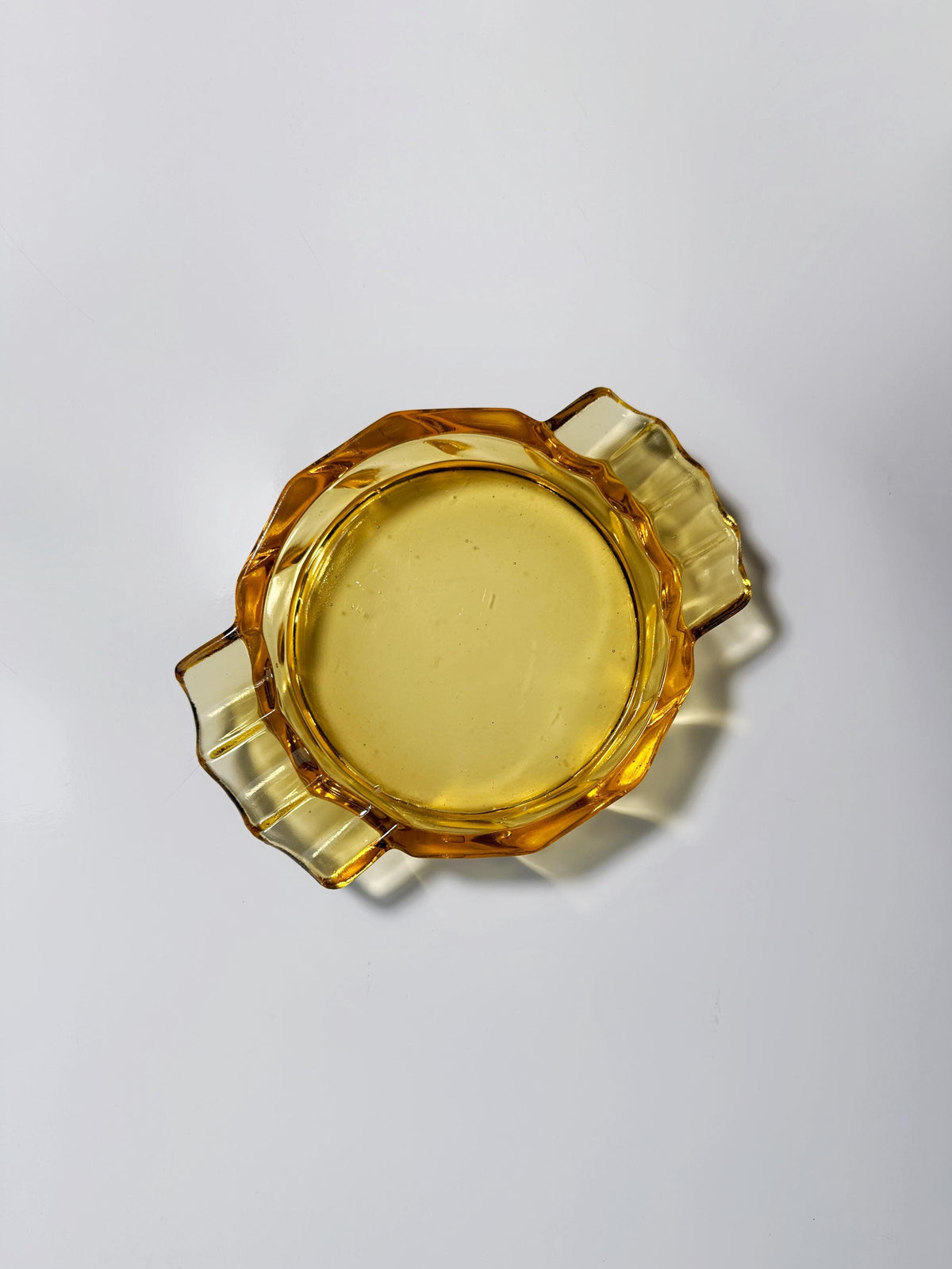 Vintage Art Deco Aschenbecher Bernstein Glas von Miroslav Klinger 1930