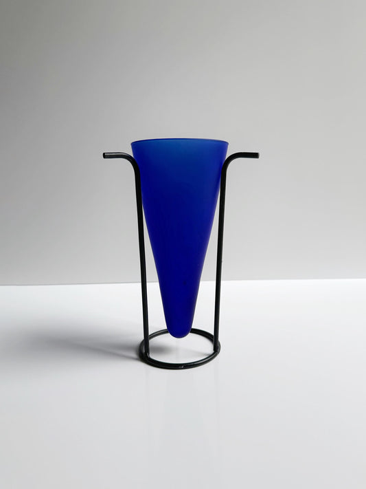 Vintage Vase Kobalt Blau Glas von Montana 90er 80er Memphis Milano