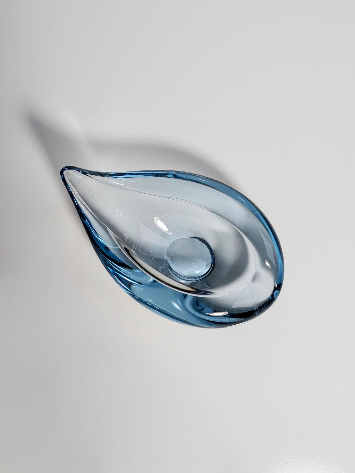Vintage Glas Schale von Per Lütken für Holmegaard Aqua Hellblau