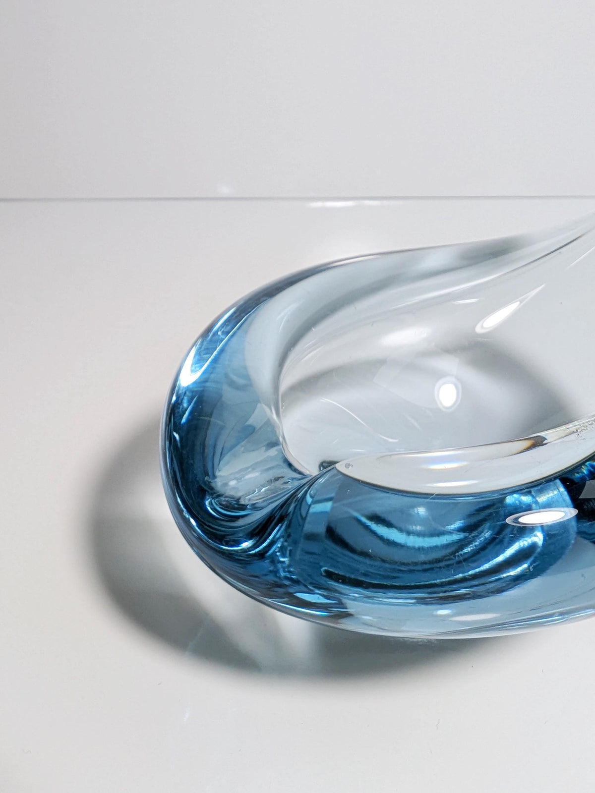 Vintage Glas Schale von Per Lütken für Holmegaard Aqua Hellblau