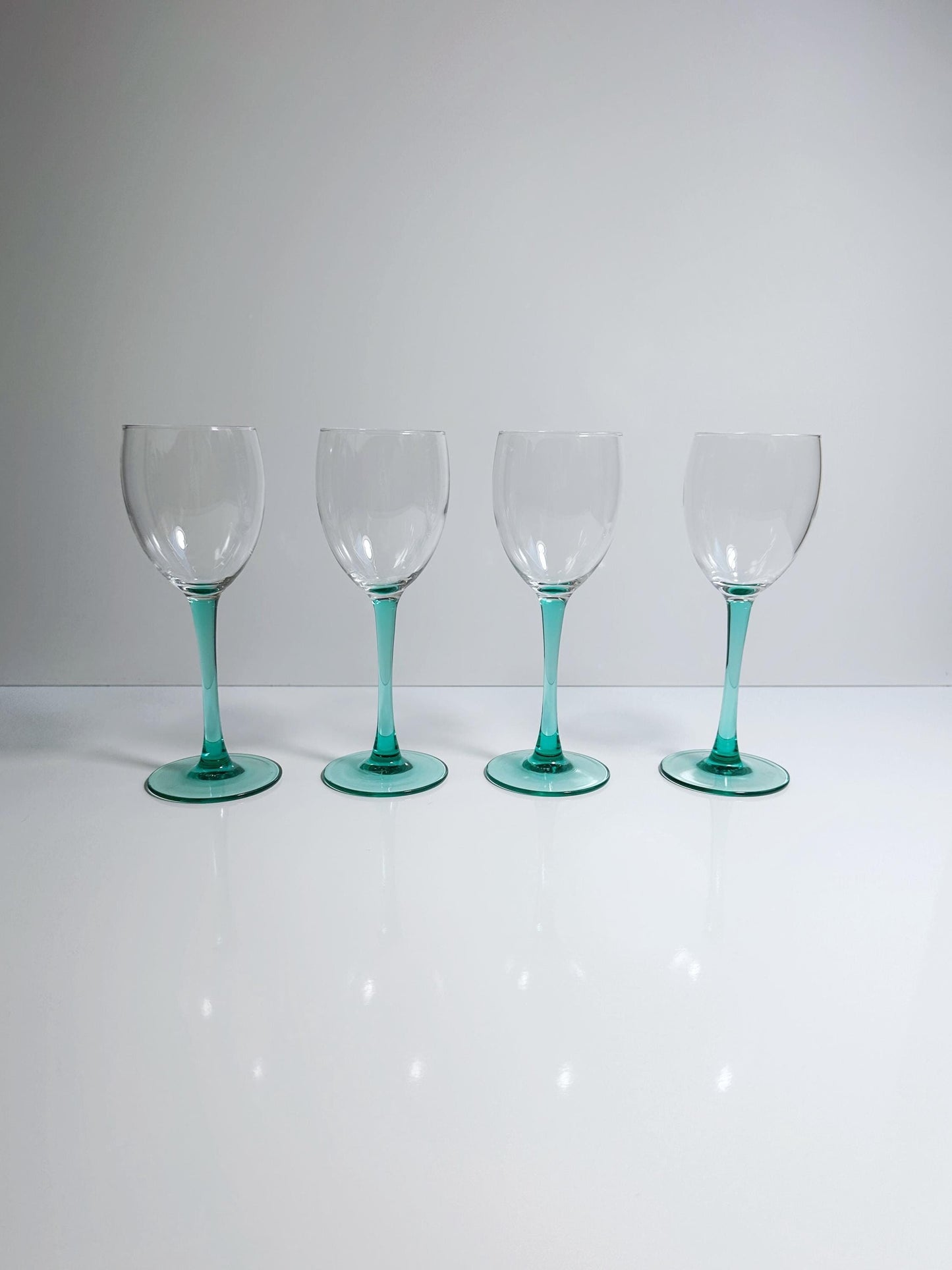 Vintage Weinglas Türkis Grün von Luminarc Set von 4
