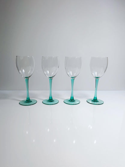 Vintage Weinglas Türkis Grün von Luminarc Set von 4