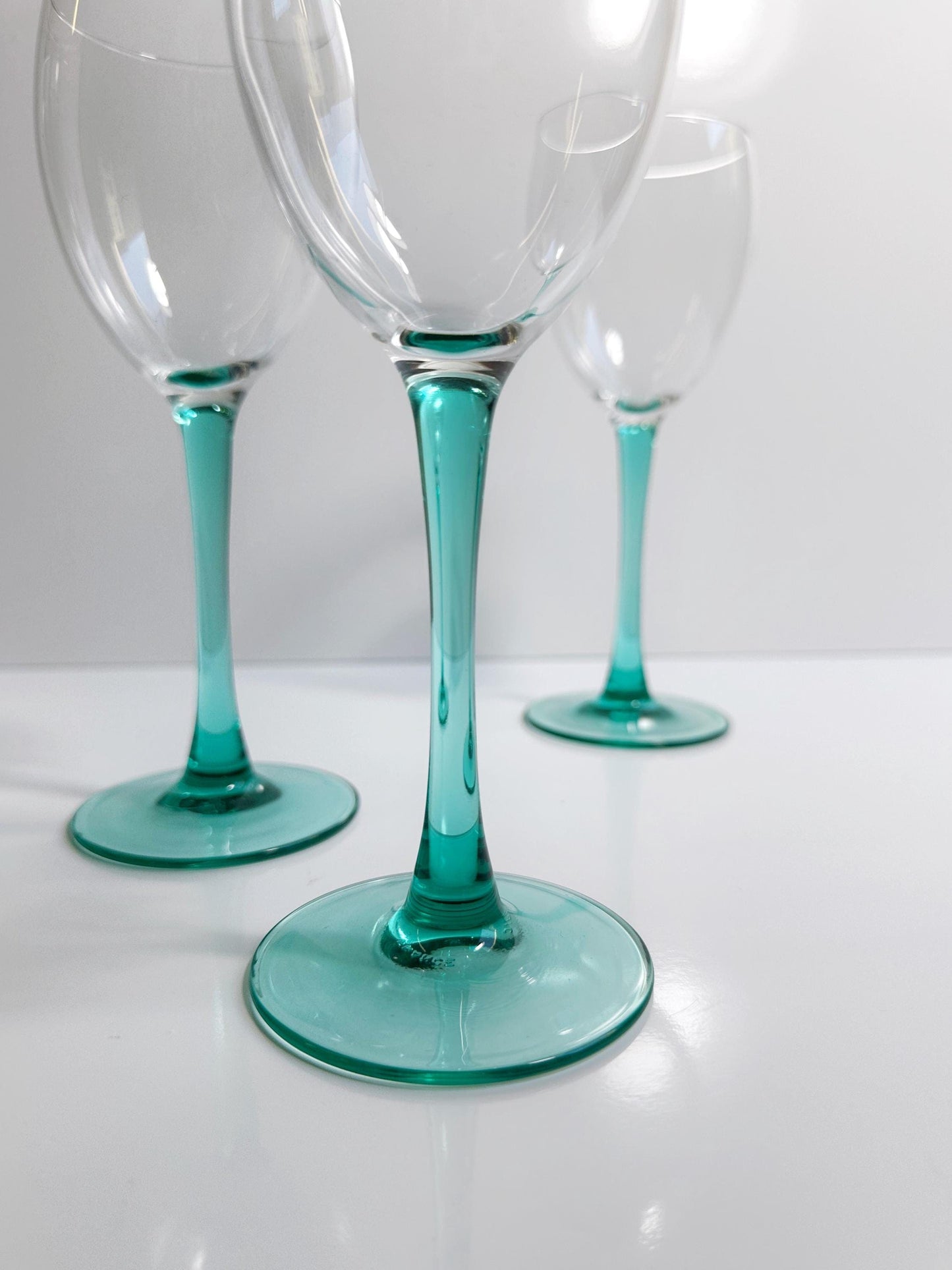 Vintage Weinglas Türkis Grün von Luminarc Set von 4