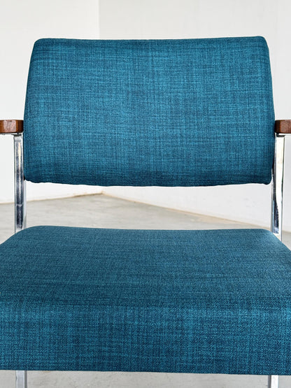 Vintage Mid-Century Modern Stuhl verchromt gepolstert 1960er