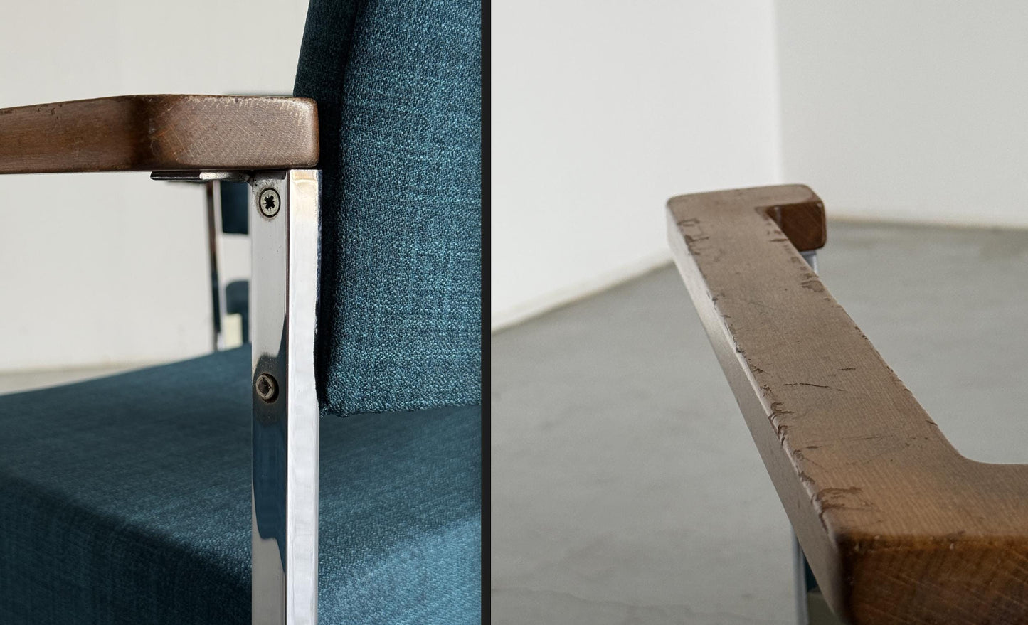 Vintage Mid-Century Modern Stuhl verchromt gepolstert 1960er