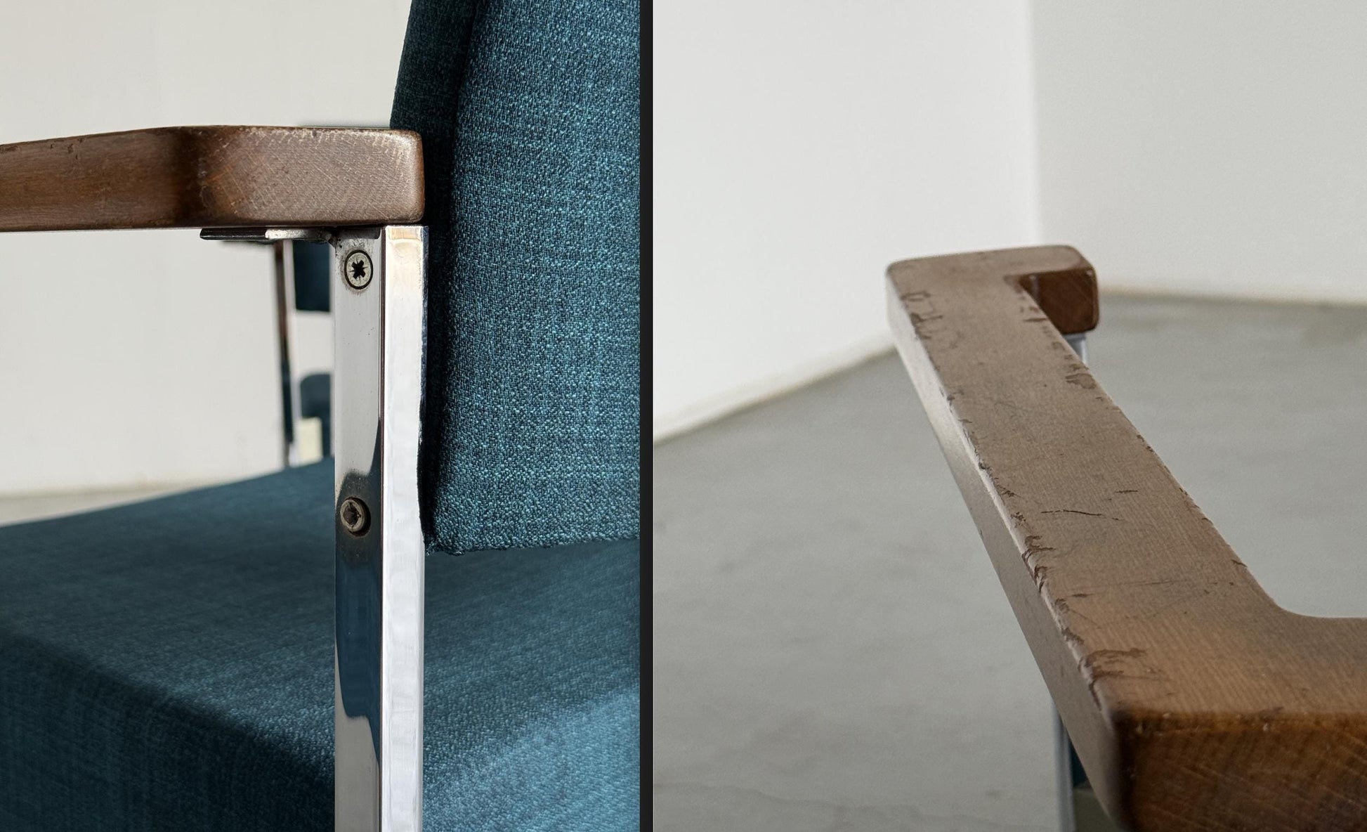 Vintage Mid-Century Modern Stuhl verchromt gepolstert 1960er