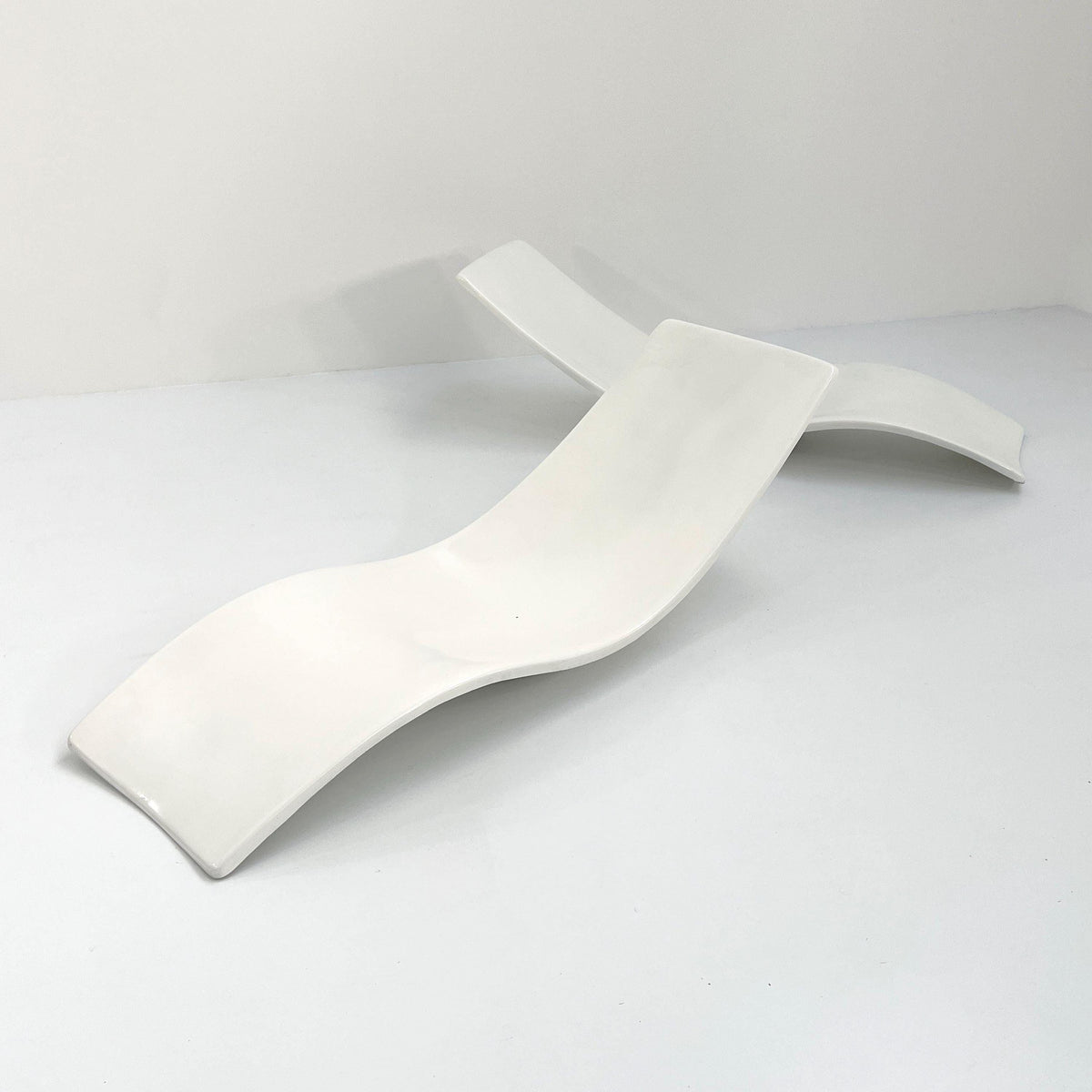 Vintage Sun Lounger by Charles Zublena for Les Plastiques de Bourgogne White Set of 2
