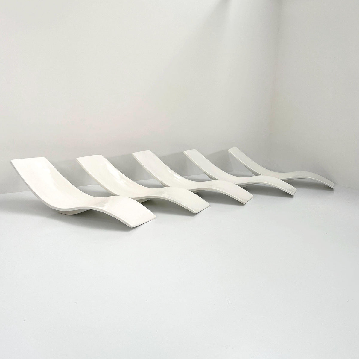 Vintage Sun Lounger by Charles Zublena for Les Plastiques de Bourgogne White Set of 2