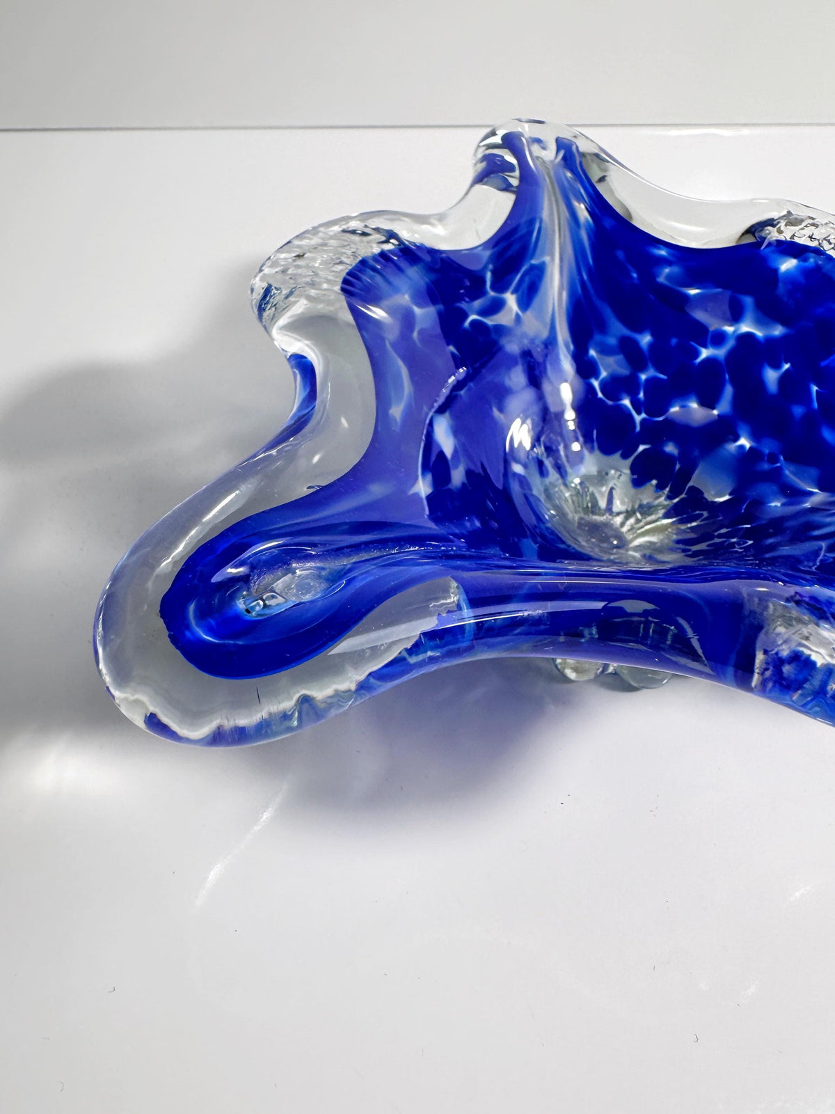 Vintage Aschenbecher Murano Glas Ultramarin Blau Dreieck 70er