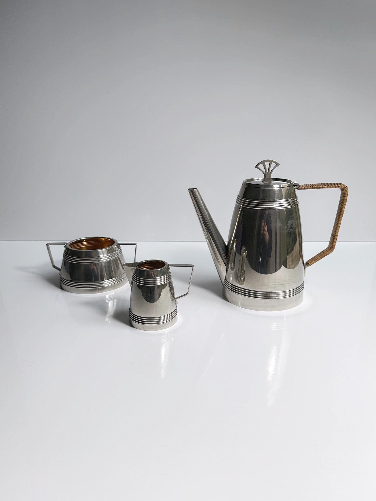 Vintage Kaffee Set Art Deco 1930er versilbert Set von 4