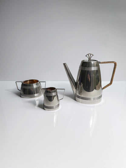 Vintage Kaffee Set Art Deco 1930er versilbert Set von 4