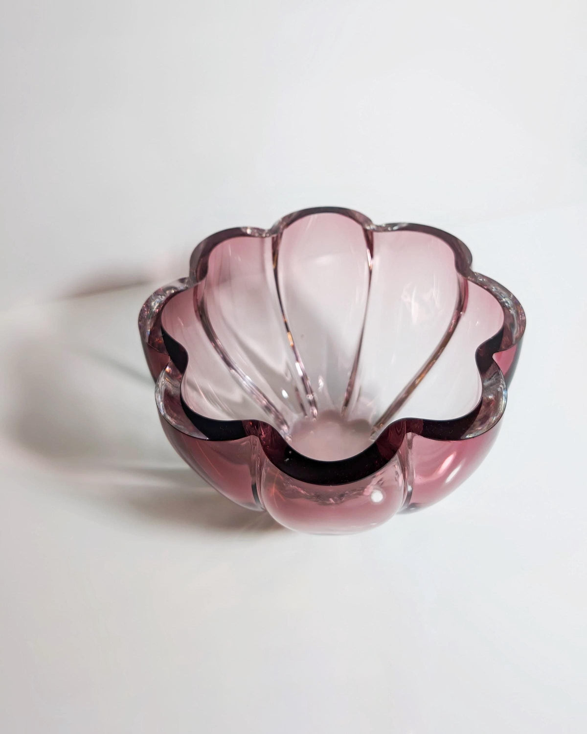 Vintage Kristallglasschale Cranberry Floral, 1980er