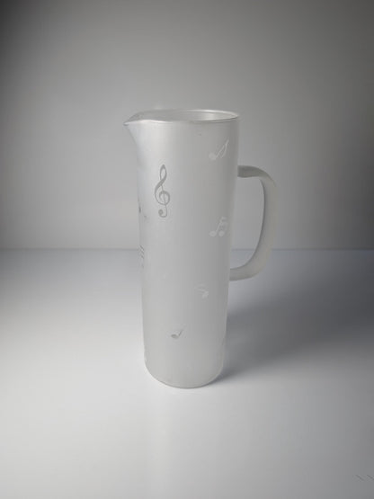 Vintage Carafe Music Notes Glass 80s 90s