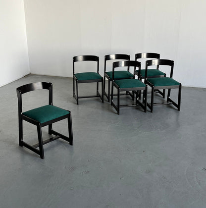 Vintage Esszimmerstuhl von Willy Rizzo für Mario Sabot Set von 6 Massivholz, gepolstert