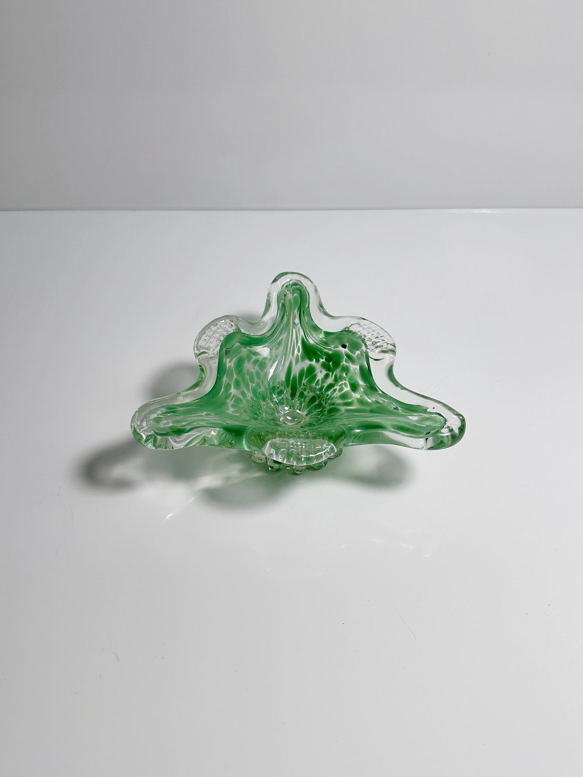 Vintage Murano Aschenbecher Pastellgrün Dreieck 70er Jahre