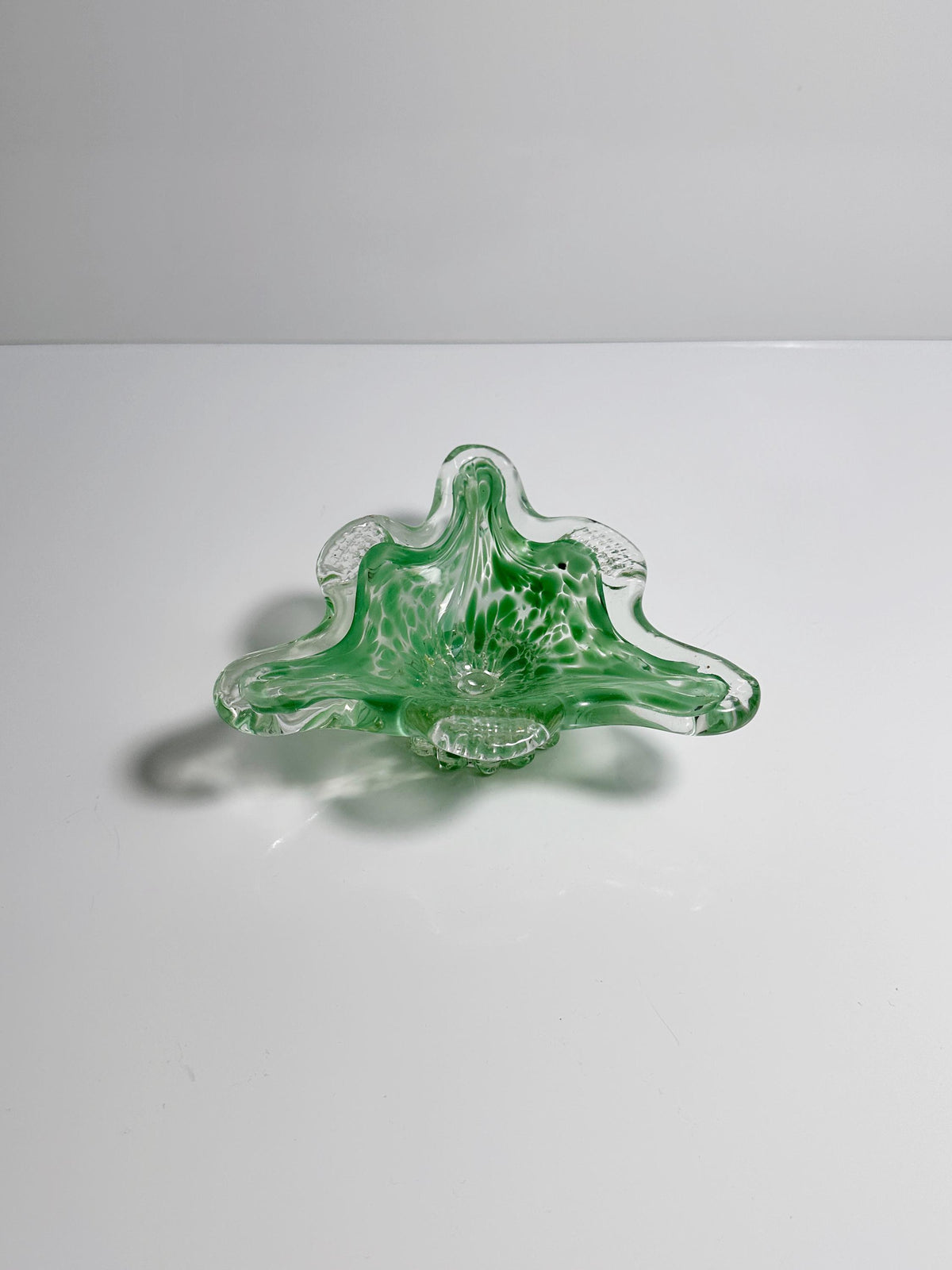 Vintage Murano Aschenbecher Pastellgrün Dreieck 70er Jahre