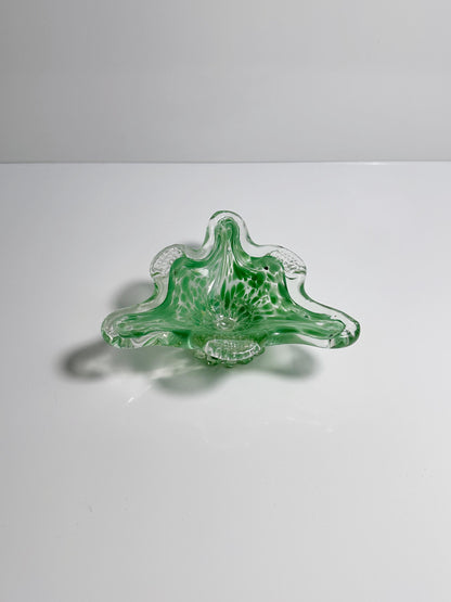 Vintage Murano Aschenbecher Pastellgrün Dreieck 70er Jahre