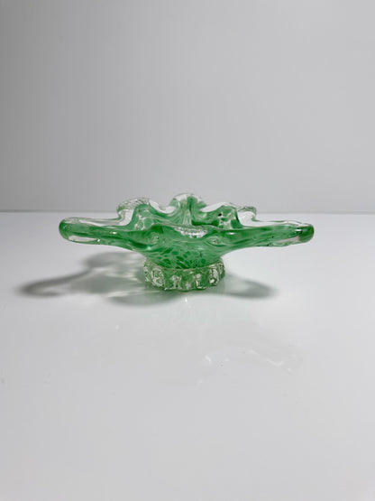 Vintage Murano Aschenbecher Pastellgrün Dreieck 70er Jahre