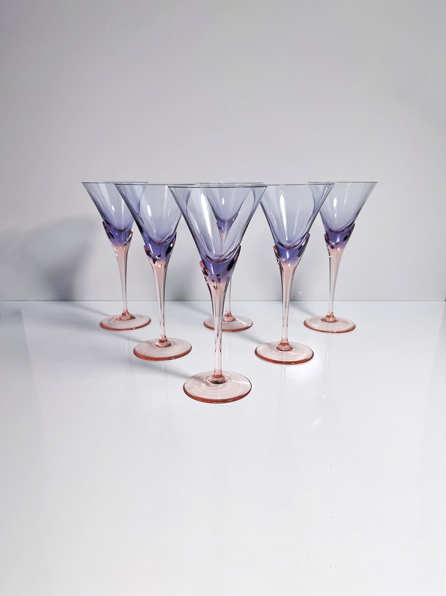 Vintage Glas Vogue von Christinenhütte Violett Rosa Set von 6