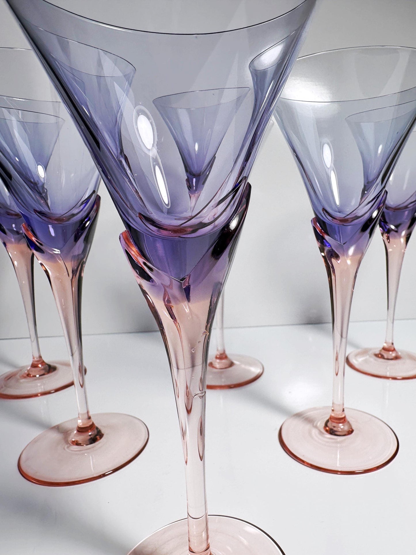 Vintage Glas Vogue von Christinenhütte Violett Rosa Set von 6