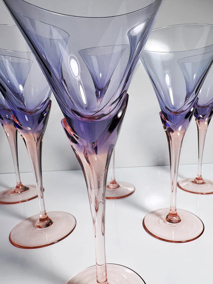 Vintage Glas Vogue von Christinenhütte Violett Rosa Set von 6