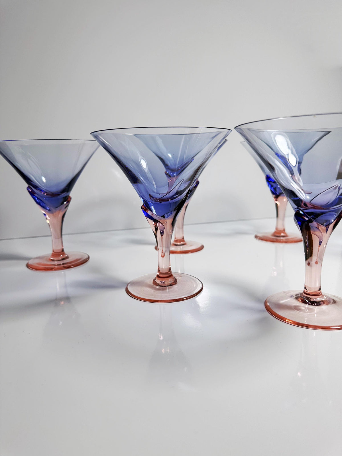 Vintage Glas Vogue von Christinenhütte Violett Rosa Set von 6