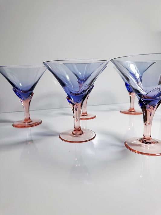 Vintage Glas Vogue von Christinenhütte Violett Rosa Set von 6