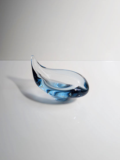 Vintage Glas Schale von Per Lütken für Holmegaard Aqua Hellblau