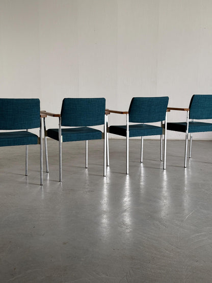 Vintage Mid-Century Modern Stuhl verchromt gepolstert 1960er