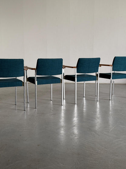 Vintage Mid-Century Modern Stuhl verchromt gepolstert 1960er